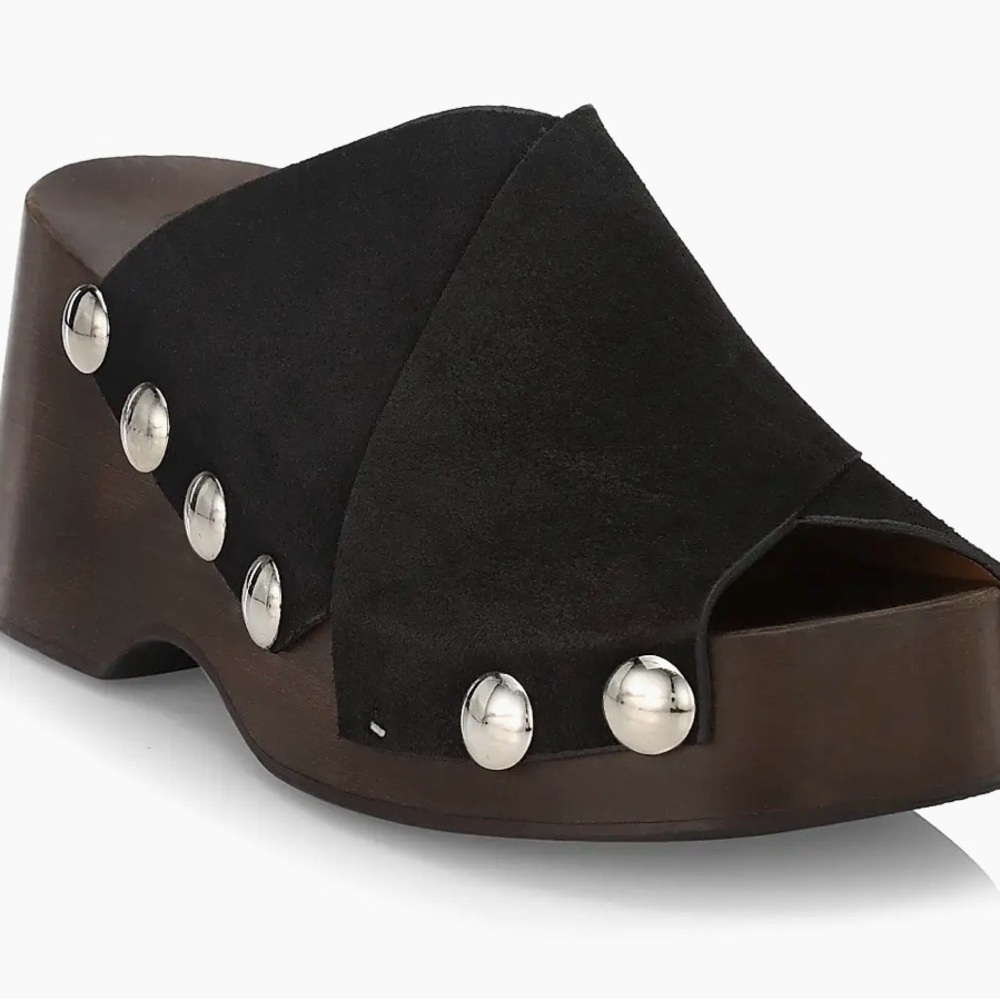 Ganni Retro Leather Platform Clogs Mules Sandals Black like new - Picture 8 of 8